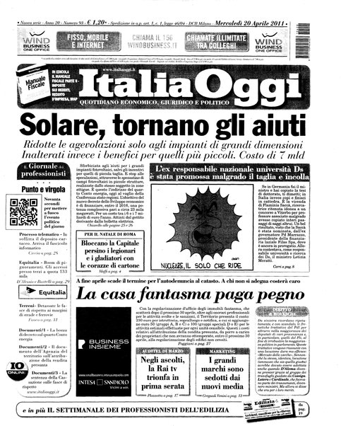 Italia oggi : quotidiano di economia finanza e politica